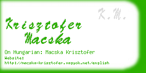 krisztofer macska business card